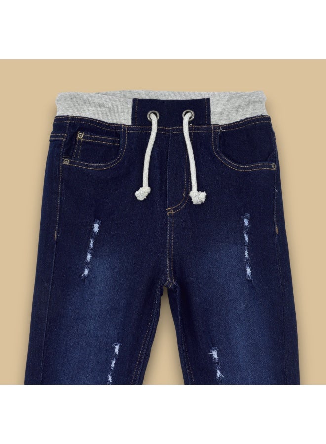 MARWAN Girls Printed Long Pants with Contrast Waist Belt Cotton Spandex - Image 3